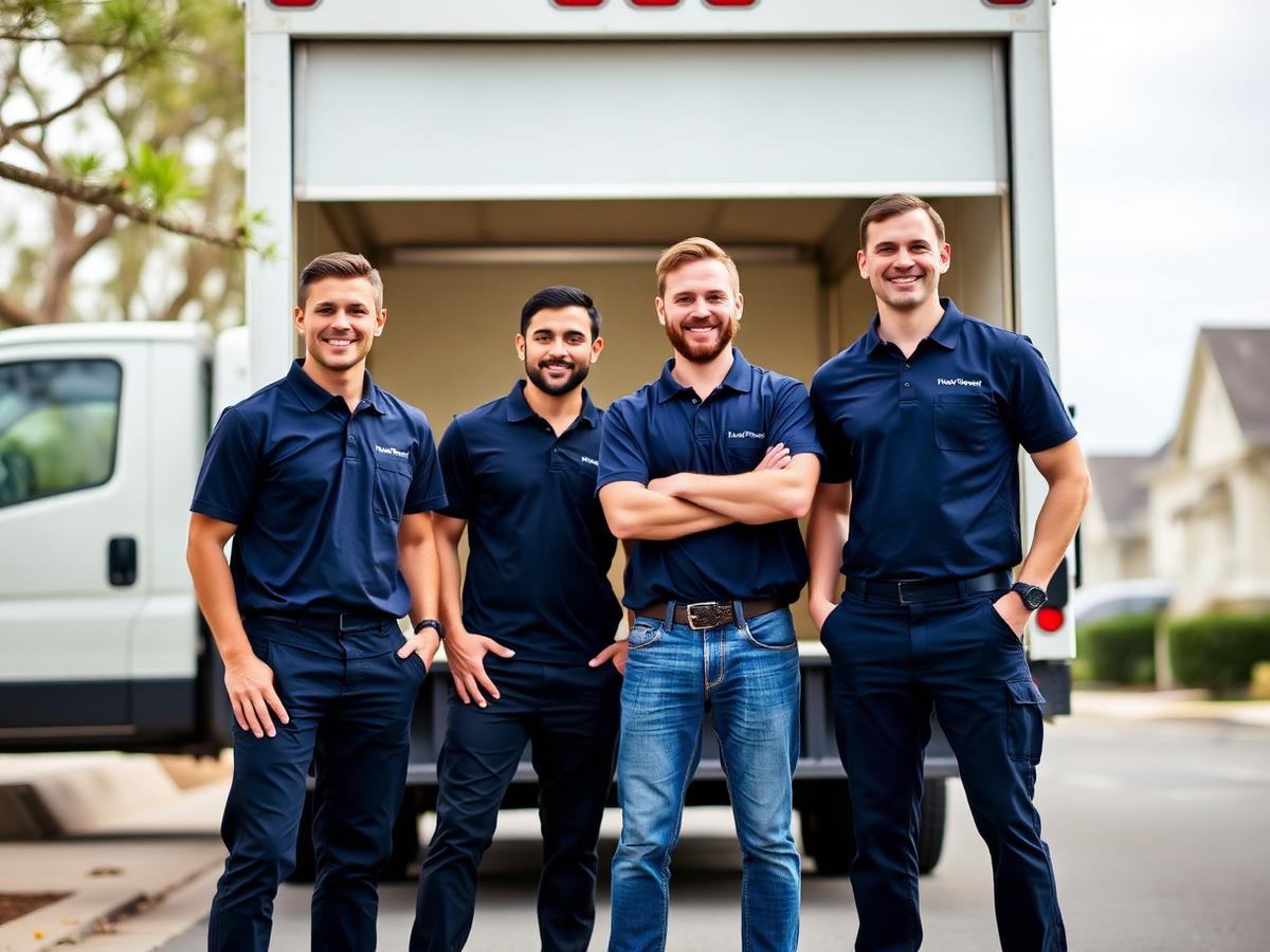 Honky Tonk Moving crew standing in front of the moving truck